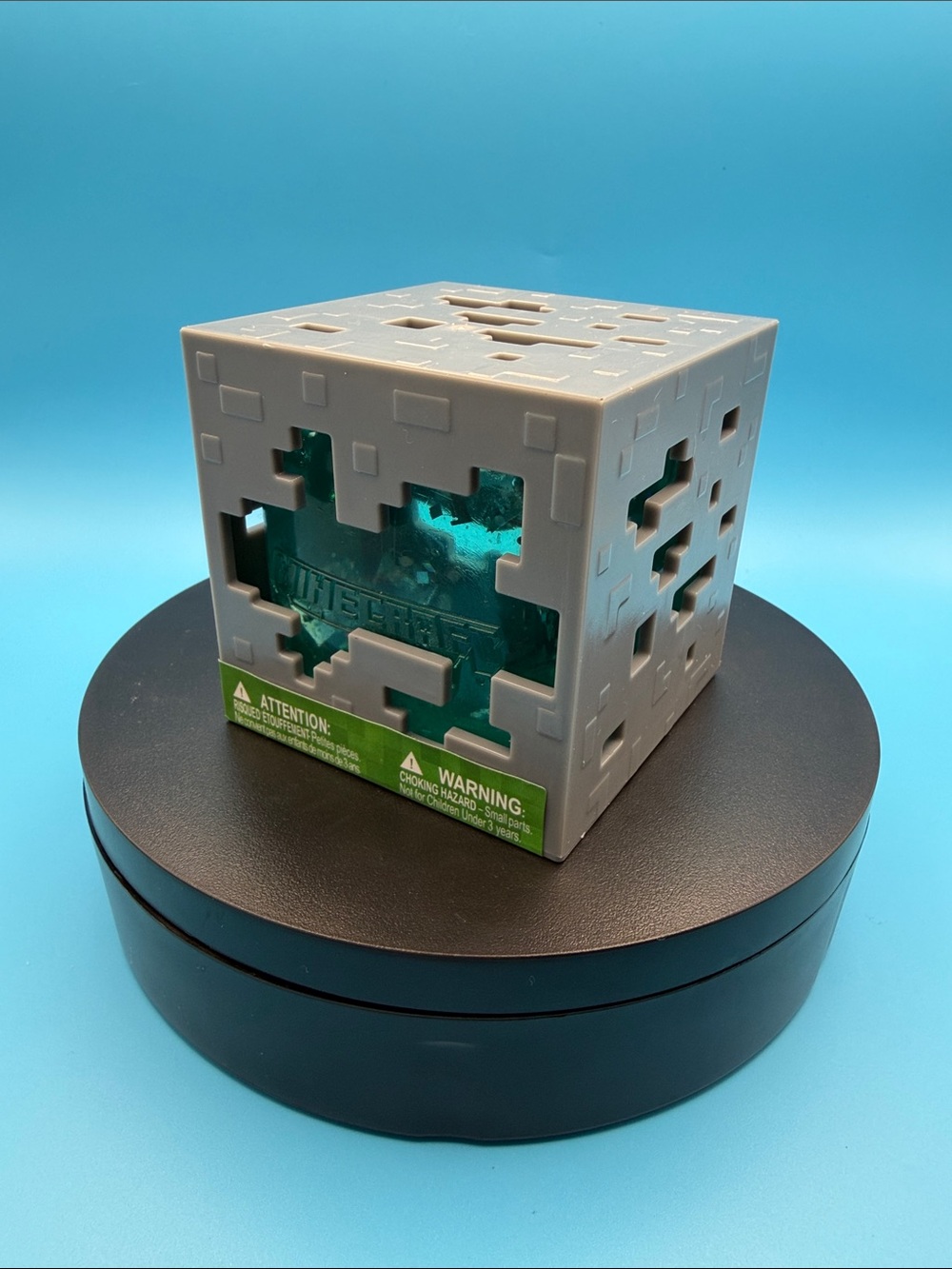 Minecraft squishy Glow Cube Decorative Light - Gray & Teal